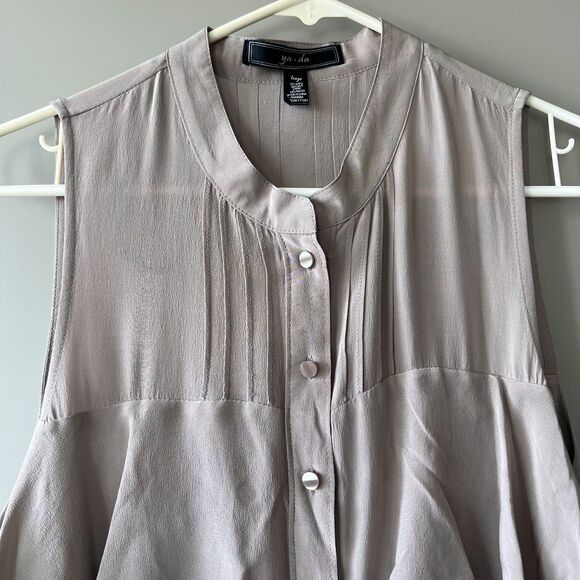 Anthropologie Ya Da Sleeveless Tunic Top Women Large 100% Silk Layered Luxury - Picture 4 of 12